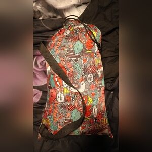 Vibrant Graphic Print Bag with Strap